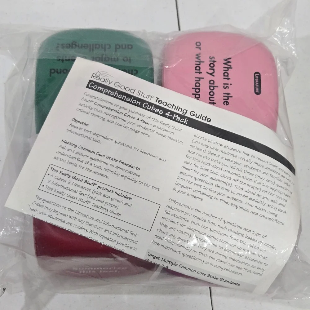 Really Good Stuff Comprehension Cubes 4-Pack Educational Foam Dice Grades 2-3